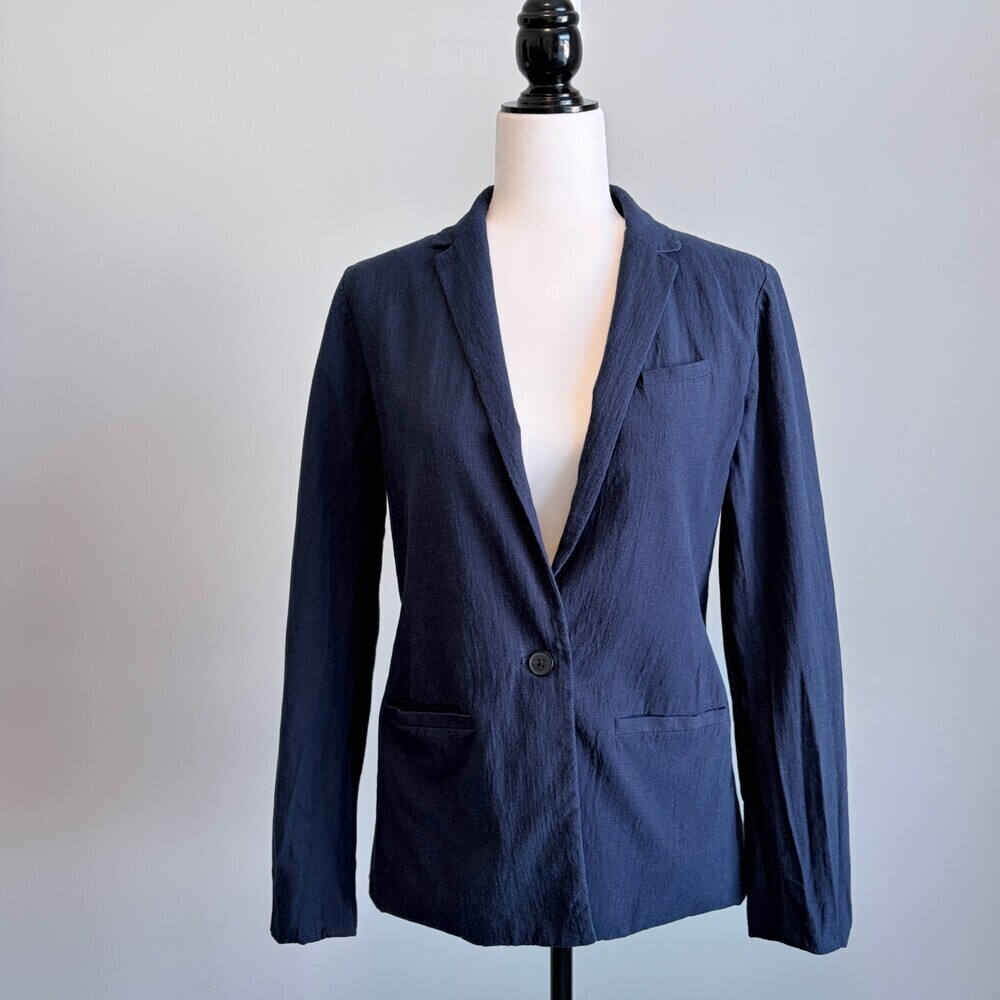 Gap Linen Blend Blazer Corporate Girlie Office Blue Single Breasted Women Size 4